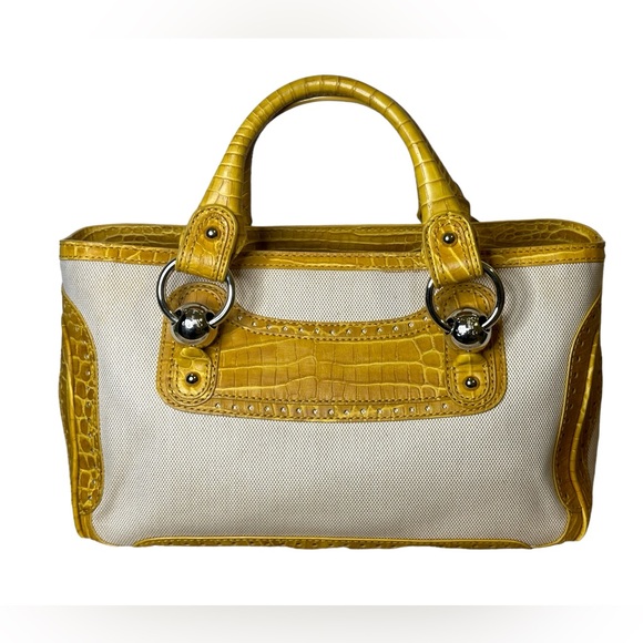 CELINE HANDBAG BEIGE CANVAS 🌟 AUTHENTIC 🌟 - Picture 1 of 13